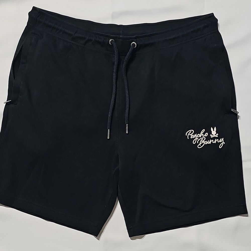 Psycho Bunny Shorts Mens large Black Sweat Lounge Stretch Casual